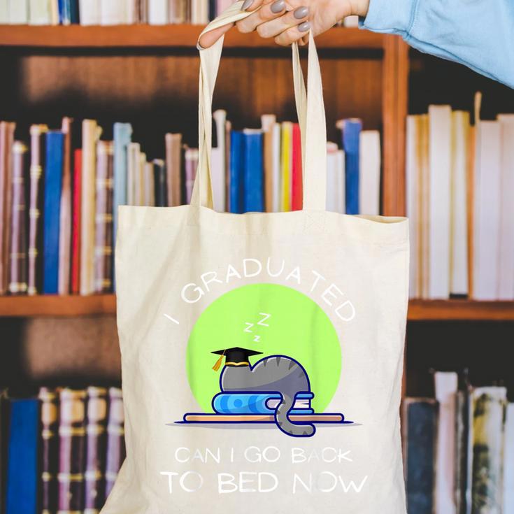 I Graduated Can I Go Back To Bed Now Cat Graduation For Men Women Girls Kids Canvas Tote Bag