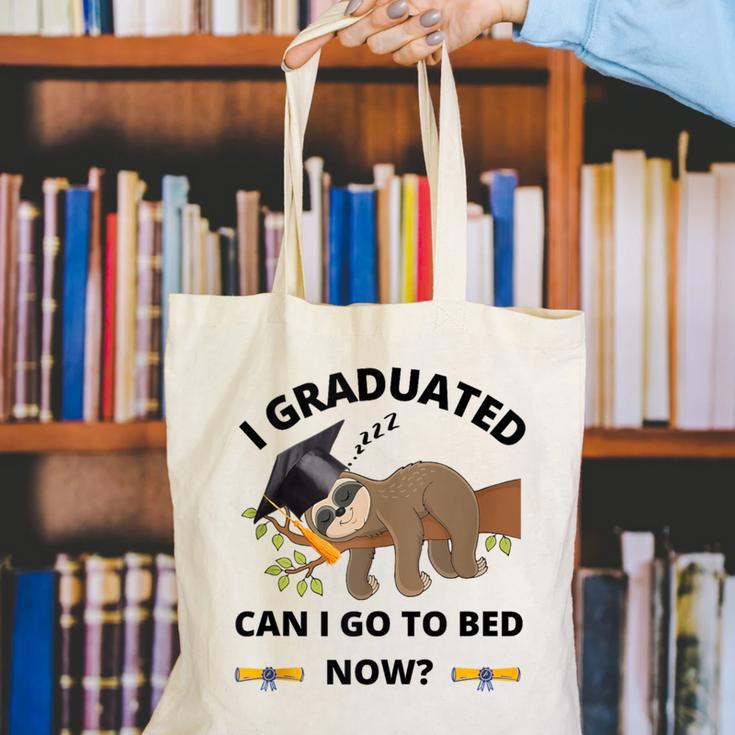 I Graduated Can I Go Back To Bed Sloth Graduation Cap Canvas Tote Bag