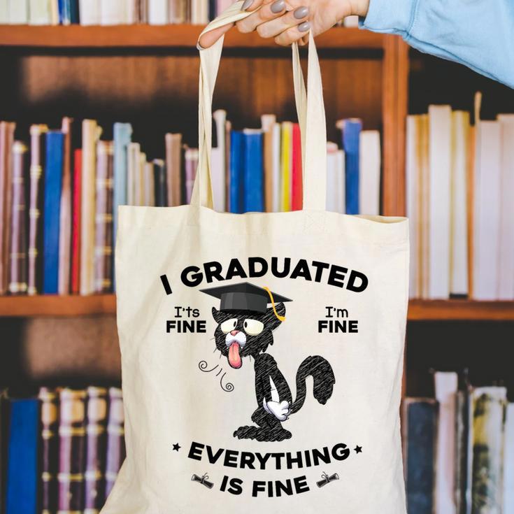 I Graduated Graduate Class 2025 Cat Graduation Canvas Tote Bag