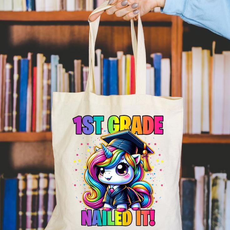 Graduation 1st Grade Unicorn Nailed It Girls Grad Magical Canvas Tote Bag