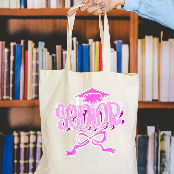 Graduation 2026 Senior 2026 Class Of 2026 Coquette Pink Girl Canvas Tote Bag