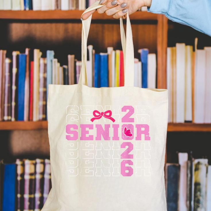 Graduation Class Of 2026 Senior 2026 Pink Bow Coquette Canvas Tote Bag