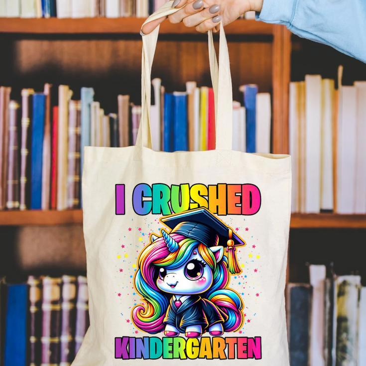 Graduation I Crushed Kindergarten Unicorn Girls Grad Magical Canvas Tote Bag