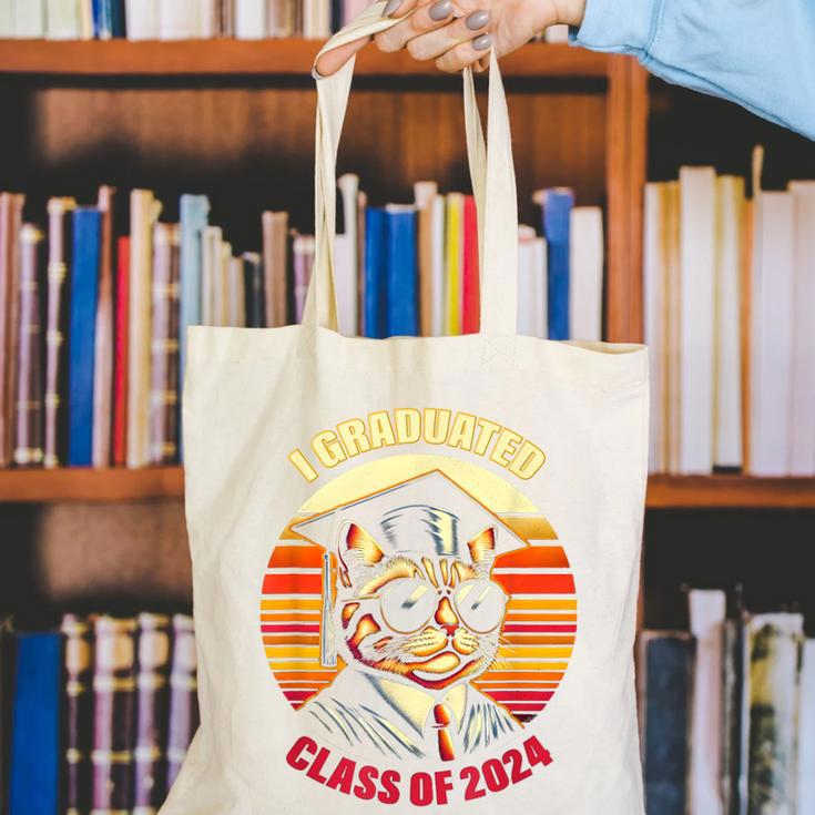 Graduation Day 2024 Graduate For School Degree College Cat Men Women Canvas Tote Bag