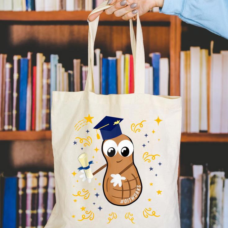 Graduation Flossing Peanut OIT Canvas Tote Bag