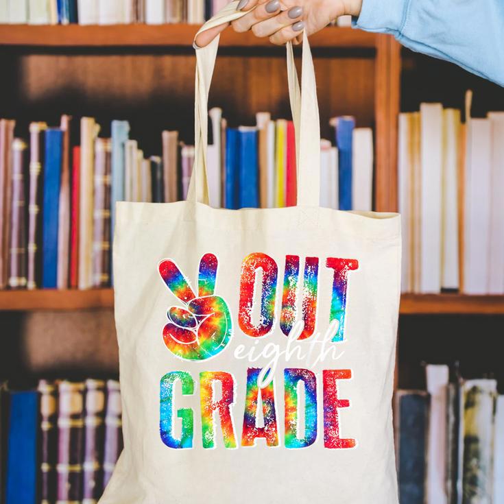 Graduation Peace Sign Out Eighth Grade Tie Dye Hippie Canvas Tote Bag