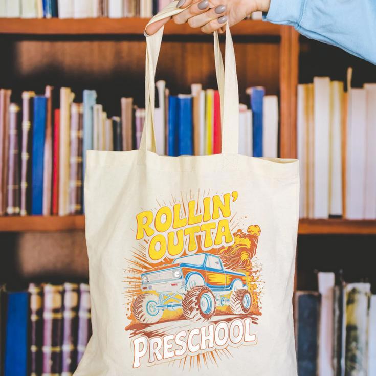 Graduation Rollin' Outta Preschool Monster Truck Boys Pre-K Canvas Tote Bag