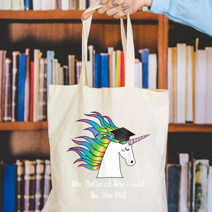 Graduation Unicorn Shirt She Believed Did School 2017 Canvas Tote Bag