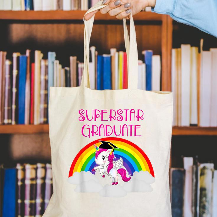 Graduation Unicorn Superstar Magical Colorful Rainbow Tshirt Canvas Tote Bag