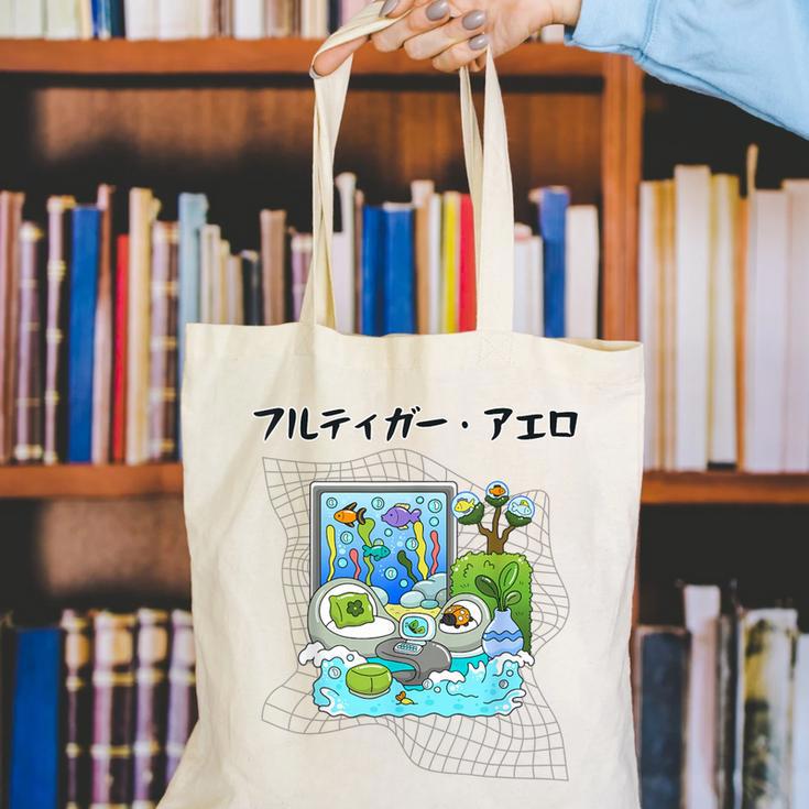 Grass Fun UI UX Er Computer Retro Fish Frutiger Aero Canvas Tote Bag