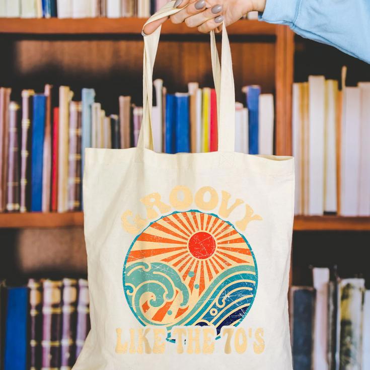 Groovy Like The 70s Aesthetic Nostalgia 1970's Retro Canvas Tote Bag