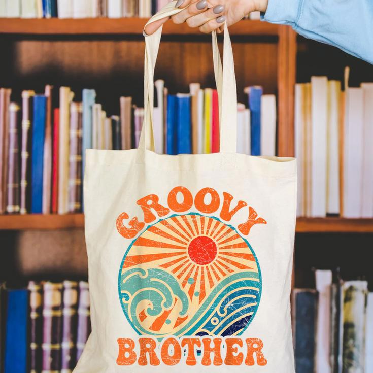 Groovy Brother 70s Aesthetic Nostalgia 1970's Retro Brother Canvas Tote Bag Groovy Brother 70s Aesthetic Nostalgia 1970's Retro Brother Canvas Tote Bag
