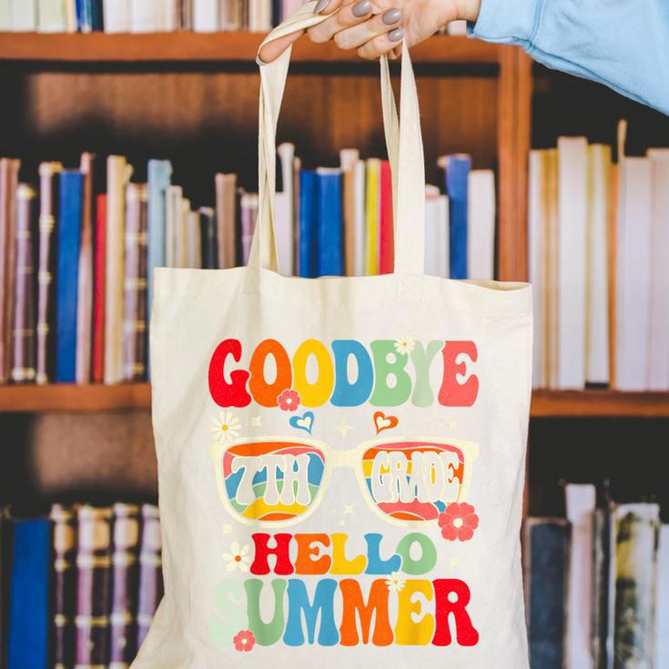 Groovy Goodbye 7th Grade Graduation Hello Summer Kids Canvas Tote Bag