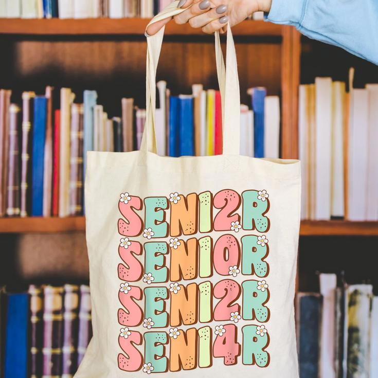 Groovy Senior Graduation Cute Groovy Senior Class Of 2024 Canvas Tote Bag