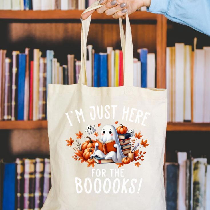 Halloween Book Lover Ghost Witch Books & Pumpkins Canvas Tote Bag Halloween Book Lover Ghost Witch Books & Pumpkins Canvas Tote Bag