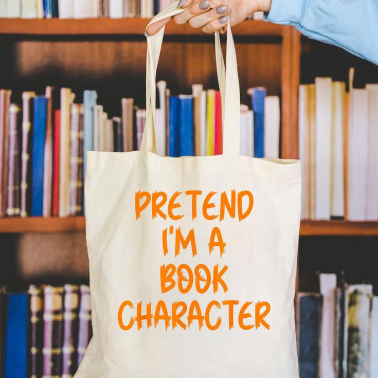 Halloween Pretend I'm Book Character Costume Lazy Adult Kids Canvas Tote Bag
