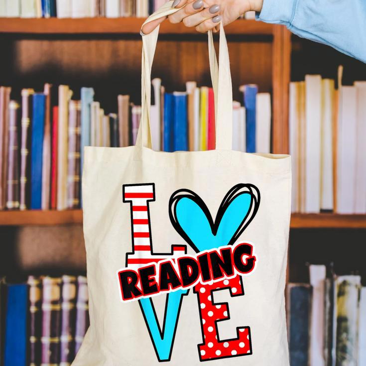 I Heart Books Love Reading Red And Stripe Animated Cat For Men Women Girls Kids Canvas Tote Bag