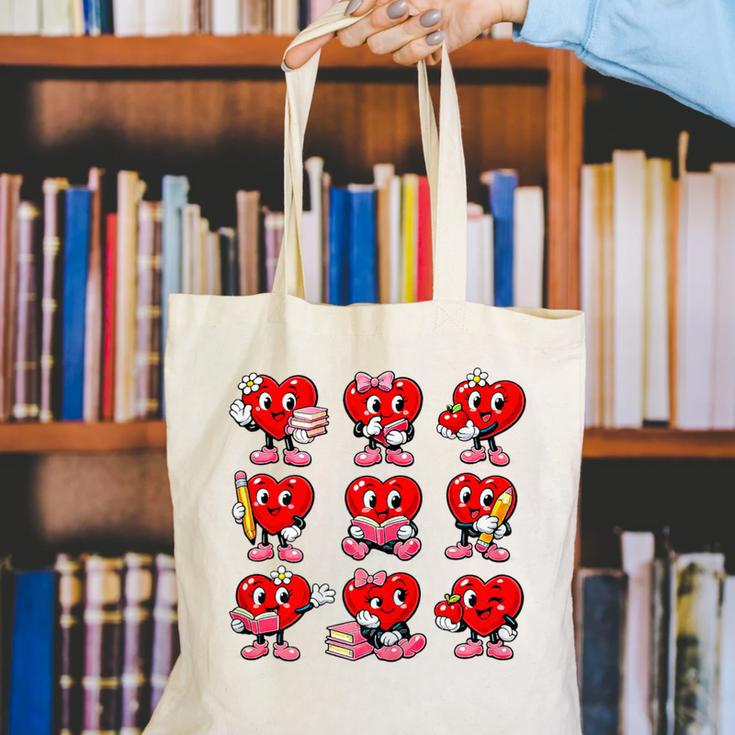 Heart Reading Books Valentine’s Day Girl And Boy Book Lovers Canvas Tote Bag