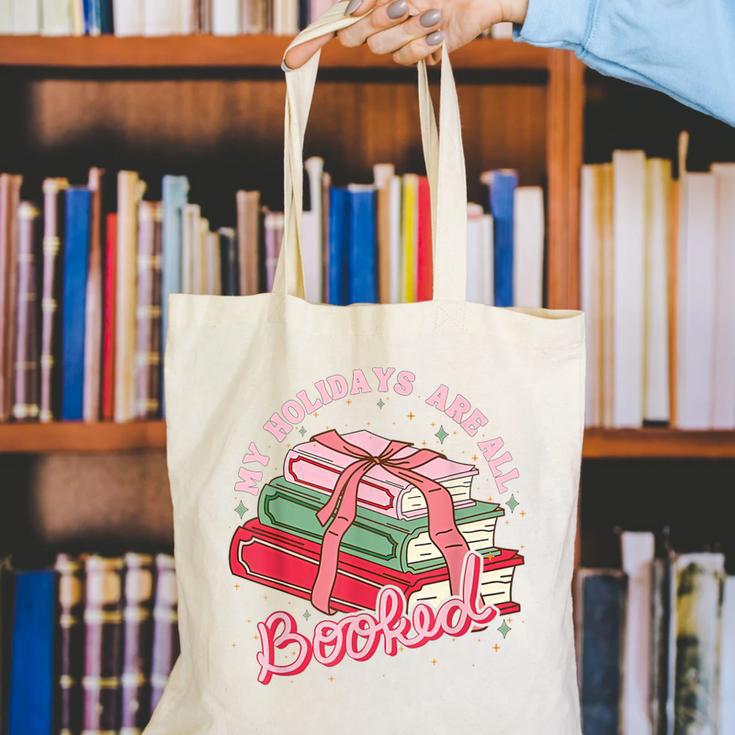 My Holidays Are All Booked Christmas Reading Books Bookish Canvas Tote Bag