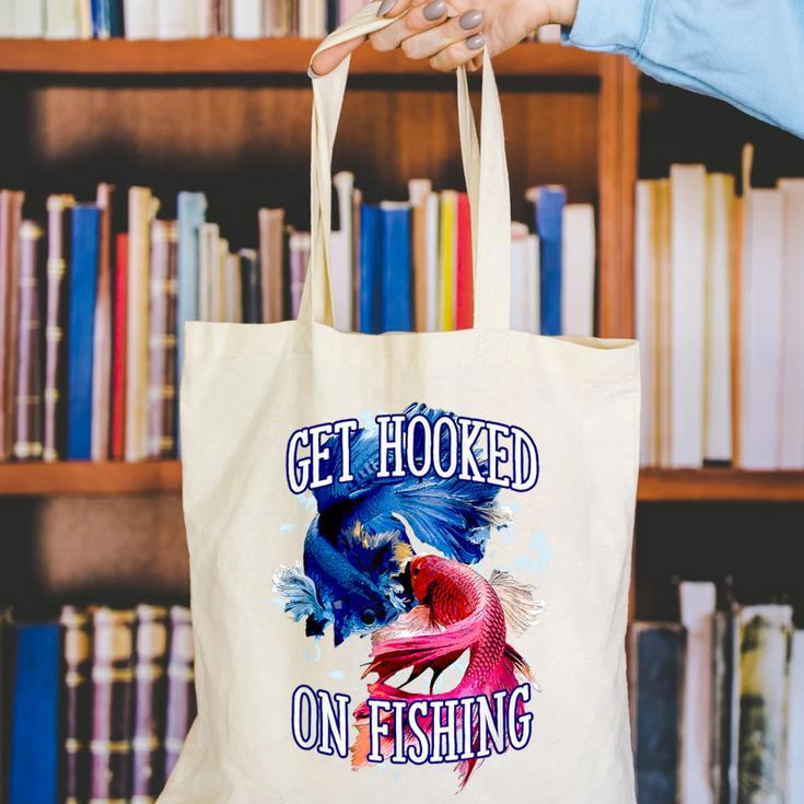 Hooked On Fishing Introvert Sayings Antisocial Quotes Canvas Tote Bag