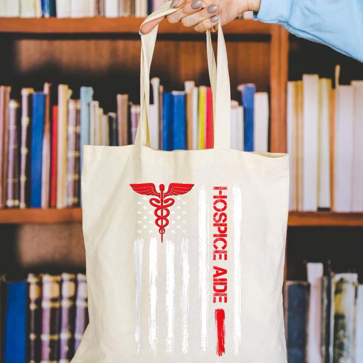 Hospice Aide American Flag Nurses Graduation Medical Canvas Tote Bag