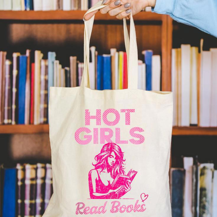 Hot Girls Read Books Cute Book Reader Women Canvas Tote Bag