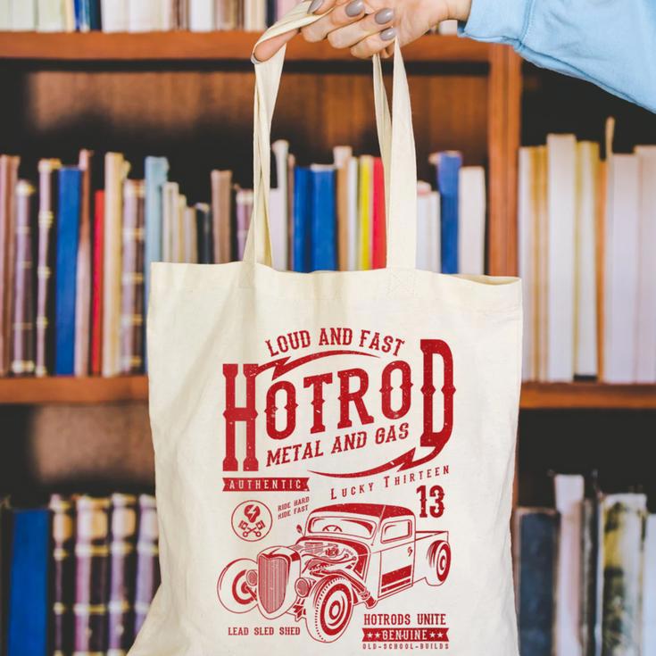 Hotrod Car Automotive Nostalgia Distressed Retro Canvas Tote Bag