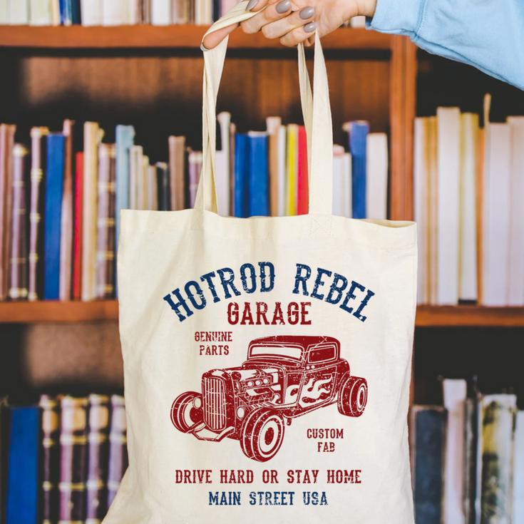 Hotrod Rebel Automotive Nostalgia Old Car Distressed Premium Tri-Blend Canvas Tote Bag