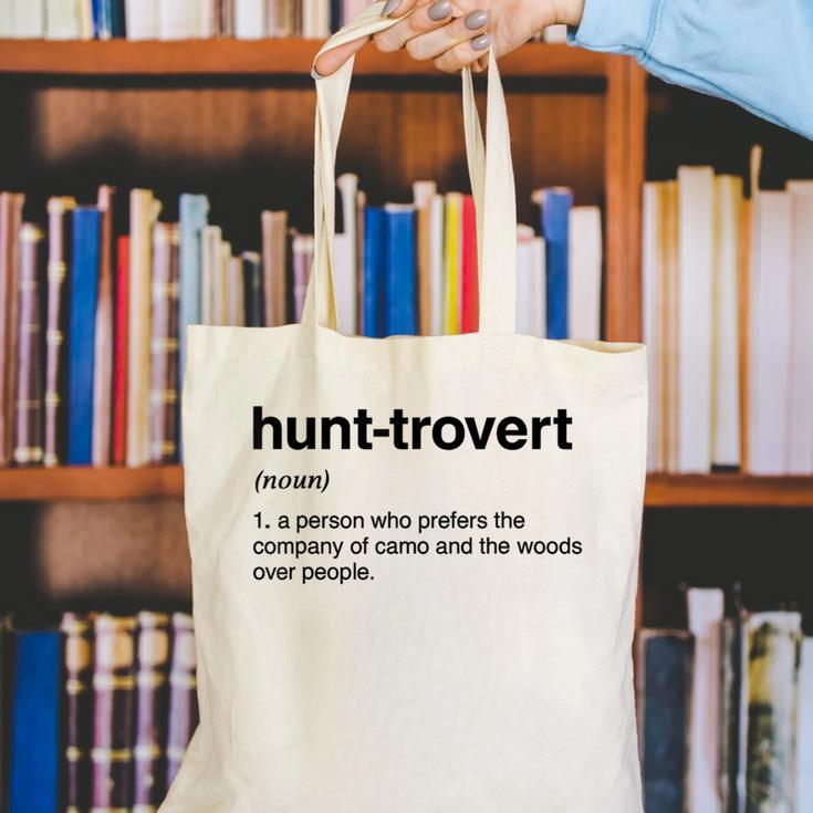 Hunt-Trovert Hunting Camo Woods Introvert Canvas Tote Bag Hunt-Trovert Hunting Camo Woods Introvert Canvas Tote Bag