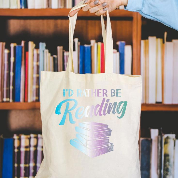 Id Rather Be Reading Book Librarian Men Women Kids Canvas Tote Bag
