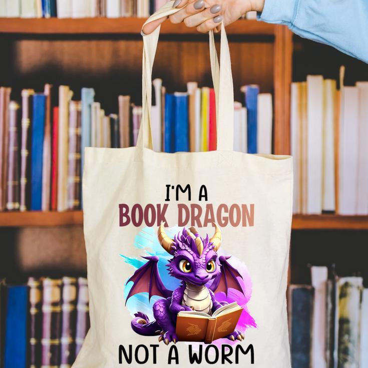 I'm A Book Dragon Not A Worm Canvas Tote Bag
