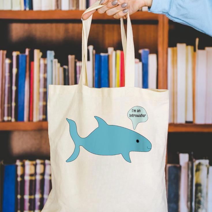 I'm An Introwater Cute Whale I'm An Introvert Canvas Tote Bag