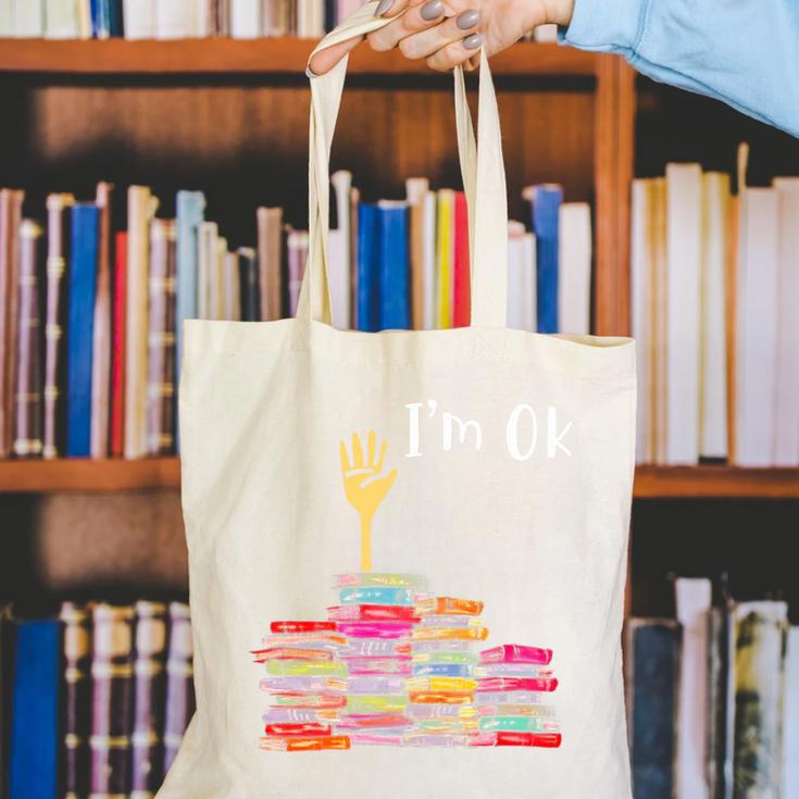 I'm Ok Books Boooks Lover Premium Tri-Blend Canvas Tote Bag