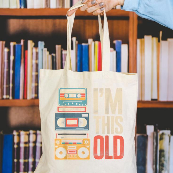 I'm This Old Vintage Cassette Tape Nostalgia Canvas Tote Bag