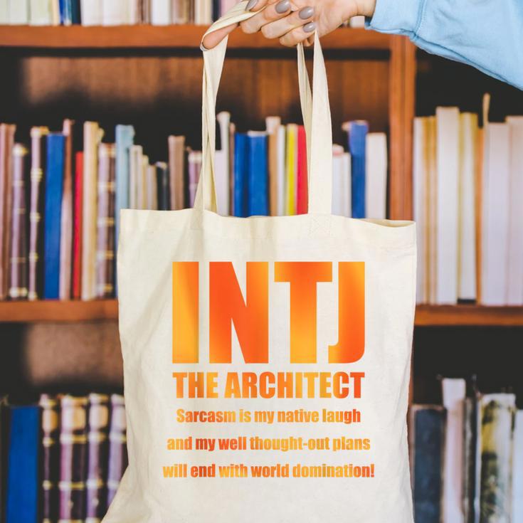 INTJ Architect Personality Introvert Sarcastic Orange Canvas Tote Bag INTJ Architect Personality Introvert Sarcastic Orange Canvas Tote Bag
