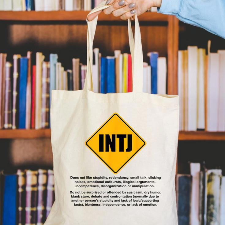 INTJ Warnings Architect Personality Type Introvert Canvas Tote Bag