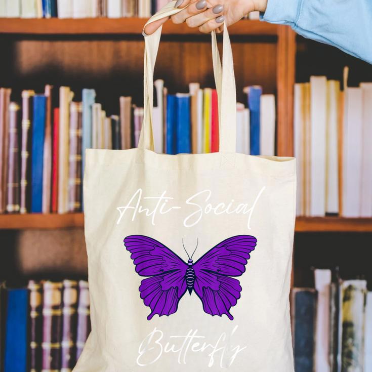 Introvert Antisocial Butterfly For Women Men Canvas Tote Bag Introvert Antisocial Butterfly For Women Men Canvas Tote Bag