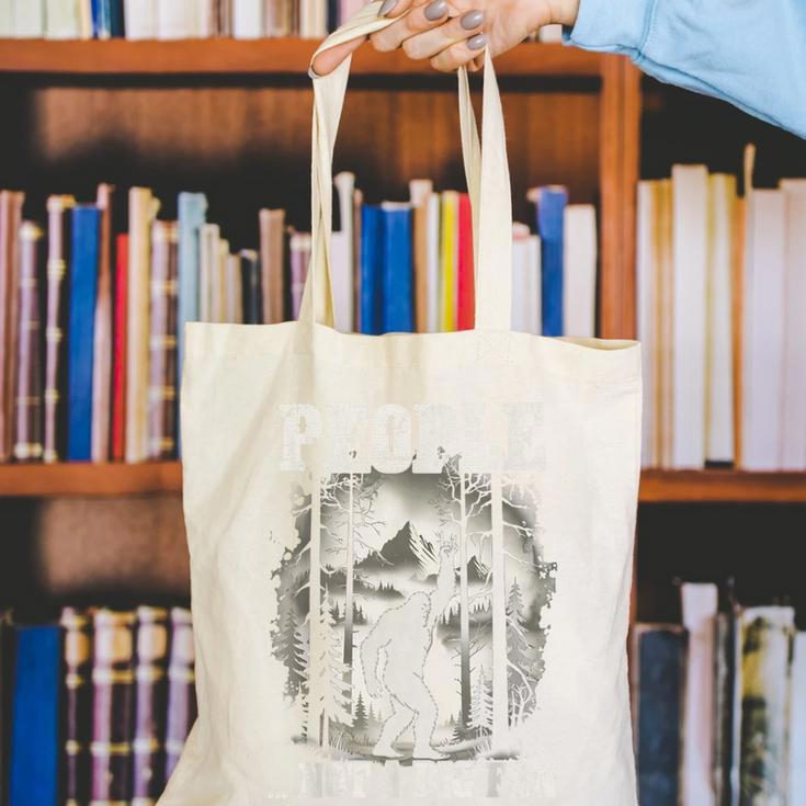 Introvert Bigfoot People Not A Big Fan Dad Joke Canvas Tote Bag