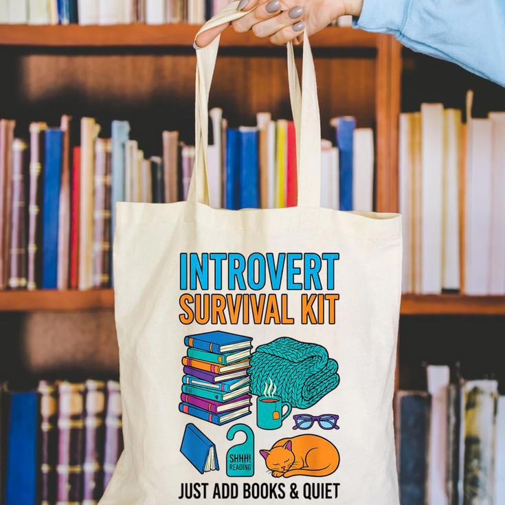 Introvert Book Lover Introvert Survival Kit Canvas Tote Bag Introvert Book Lover Introvert Survival Kit Canvas Tote Bag