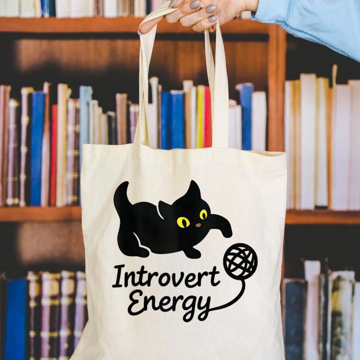 Introvert Energy Cat Love Cat Meme Canvas Tote Bag Introvert Energy Cat Love Cat Meme Canvas Tote Bag