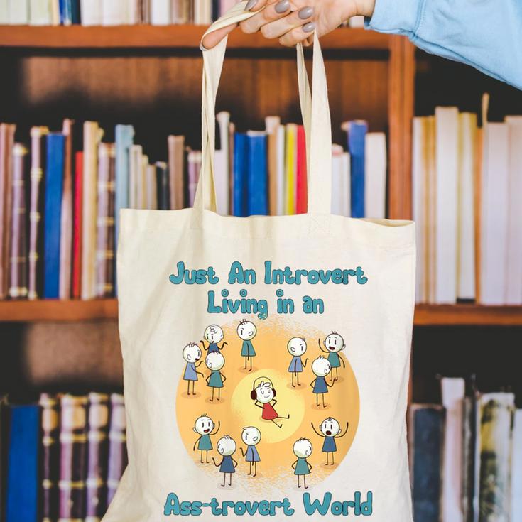 Introvert Extrovert Cartoon In Asstrovert World Canvas Tote Bag Introvert Extrovert Cartoon In Asstrovert World Canvas Tote Bag