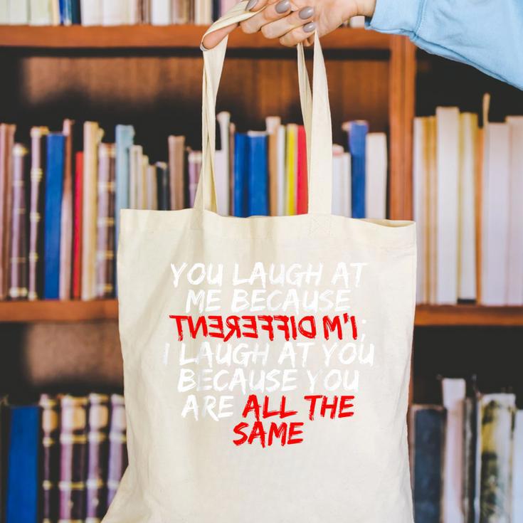 Introvert Quote With Backwards I'm Different Canvas Tote Bag Introvert Quote With Backwards I'm Different Canvas Tote Bag