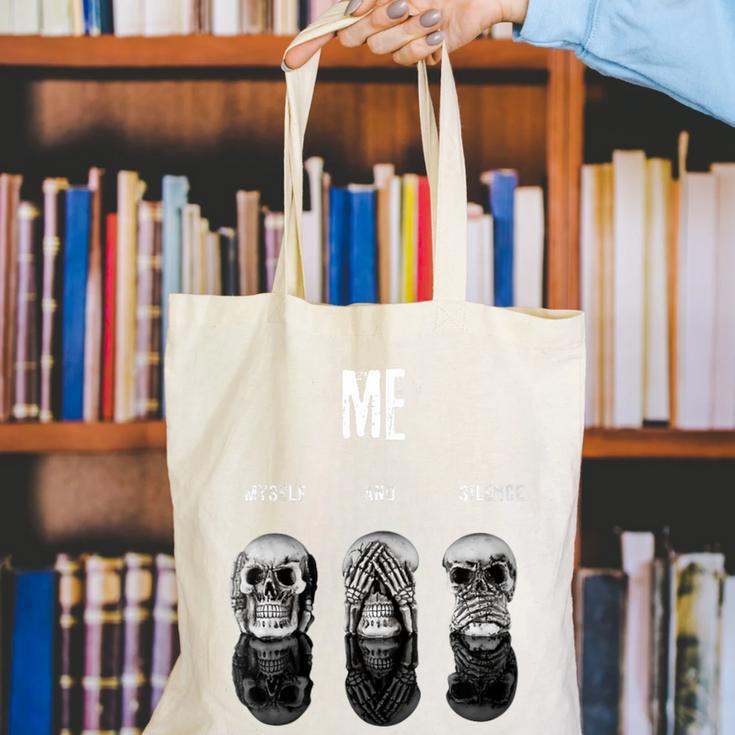 Introvert Relaxation Me Myself And Silence Skulls Canvas Tote Bag Introvert Relaxation Me Myself And Silence Skulls Canvas Tote Bag