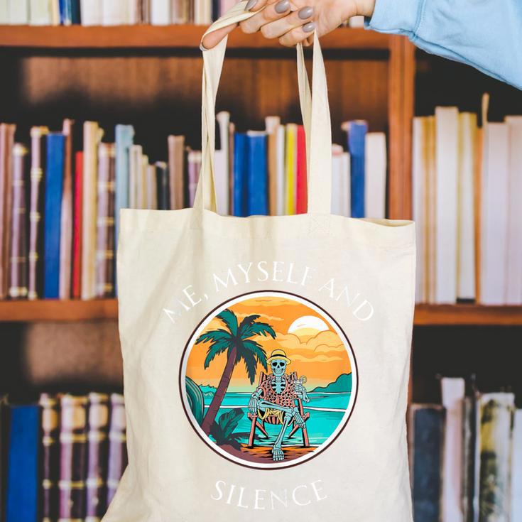 Introvert Relaxation Me Myself And Silence Summer Vacation Canvas Tote Bag