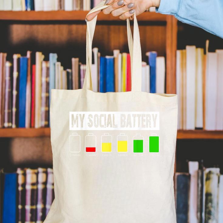 Introvert My Social Battery Low Level Graphic Canvas Tote Bag Introvert My Social Battery Low Level Graphic Canvas Tote Bag