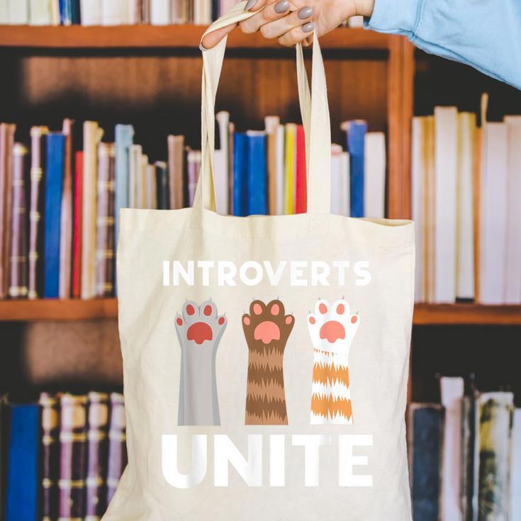 Introvert Unite Kitty Paws Raise Introverted Gathering Canvas Tote Bag Introvert Unite Kitty Paws Raise Introverted Gathering Canvas Tote Bag