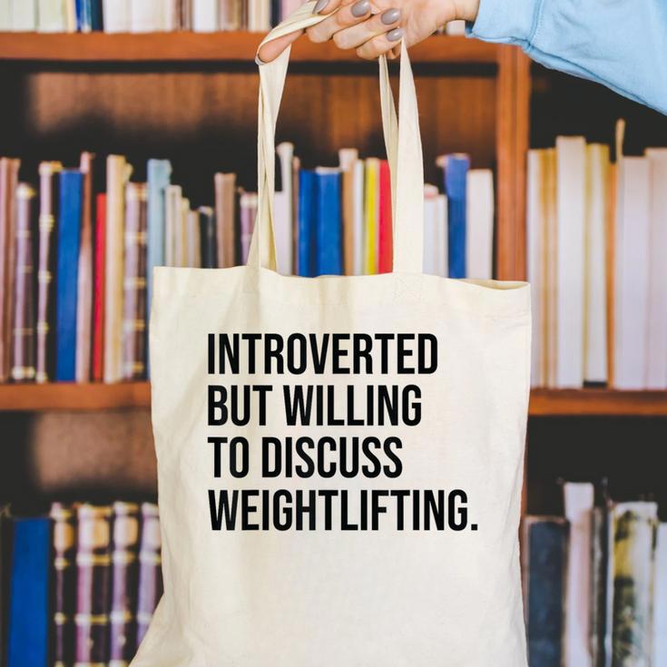 Introverted Weightlifter Gym Weightlifting Introvert Canvas Tote Bag Introverted Weightlifter Gym Weightlifting Introvert Canvas Tote Bag