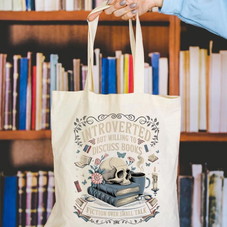 Introverted But Willing To Discuss Books Club Cozy Aesthetic Canvas Tote Bag