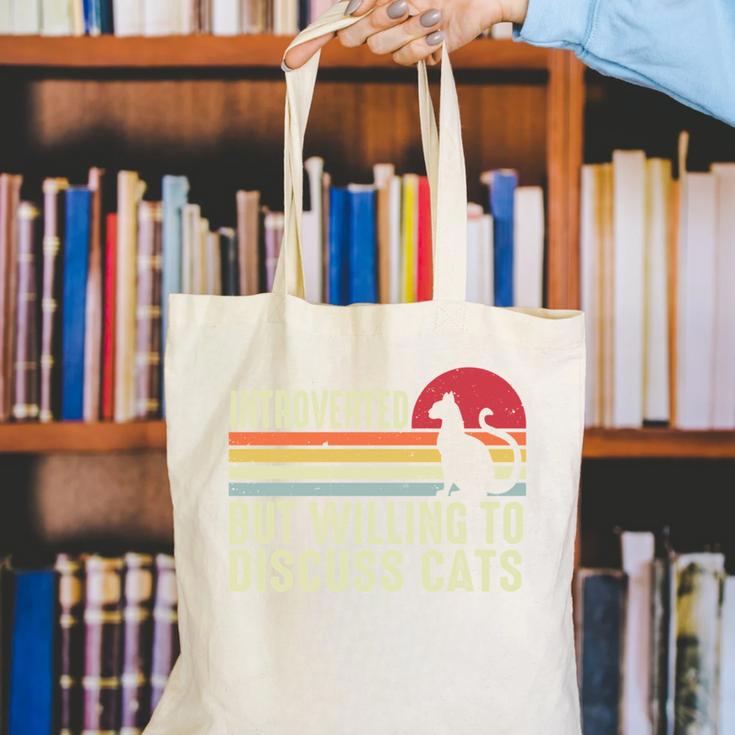Introverted But Willing To Discuss Cats Kitten Pet Lover Canvas Tote Bag