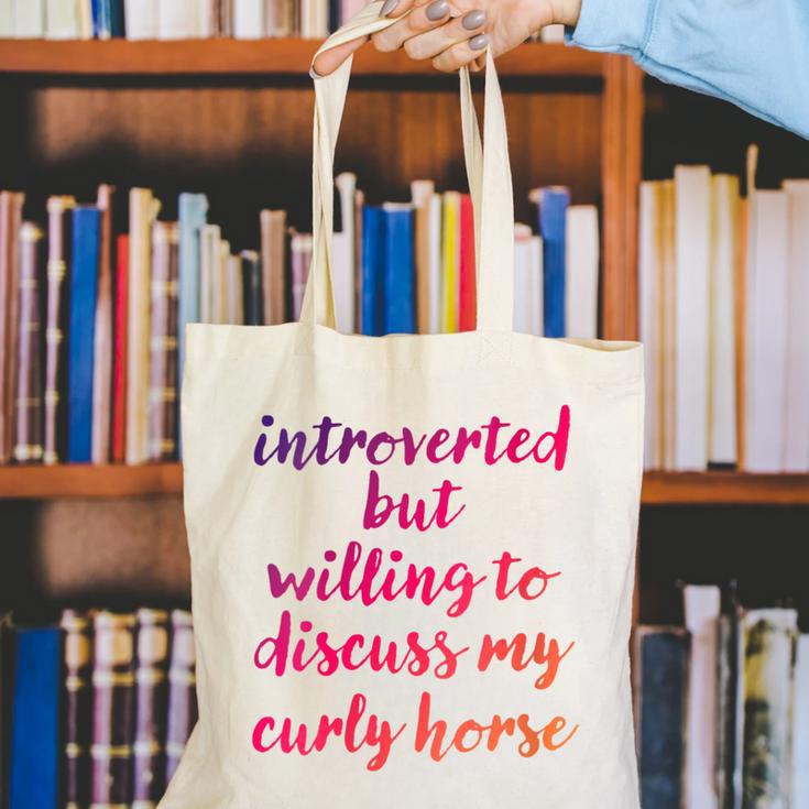 Introverted Willing To Discuss Curly Horse Introvert Canvas Tote Bag Introverted Willing To Discuss Curly Horse Introvert Canvas Tote Bag